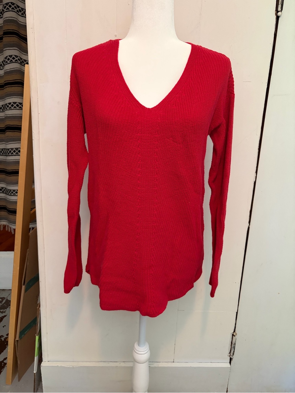 Vibrant red a.n.a. brand knit 100% cotton long sleeve knit sweater